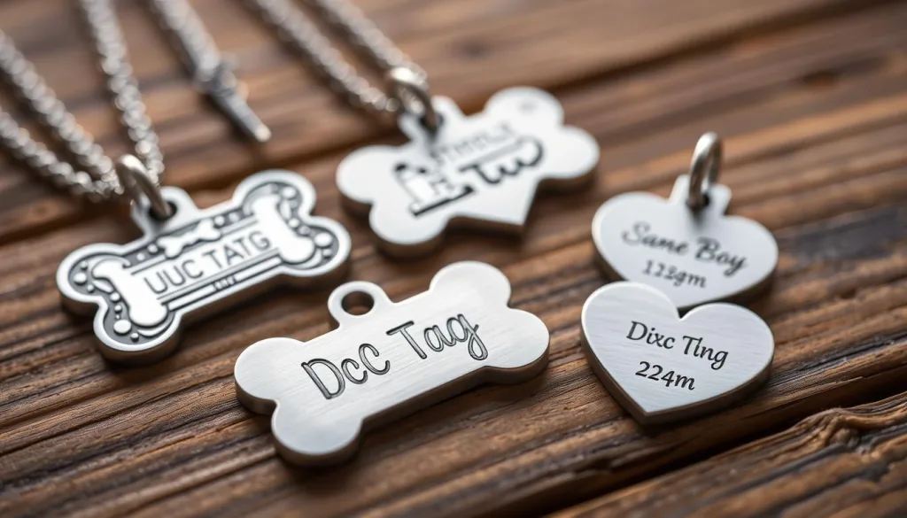 laser-etched dog info tags