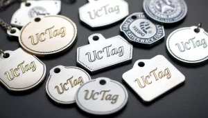 Customizable metal tags with logo engraving