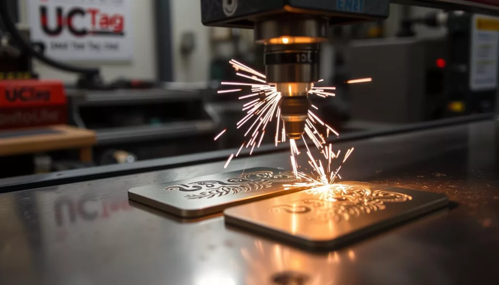 Metal tag engraving process at UC Tag