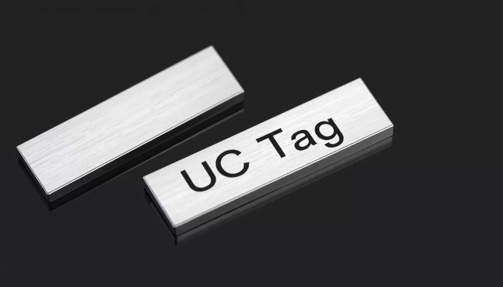 sleek metal name badges