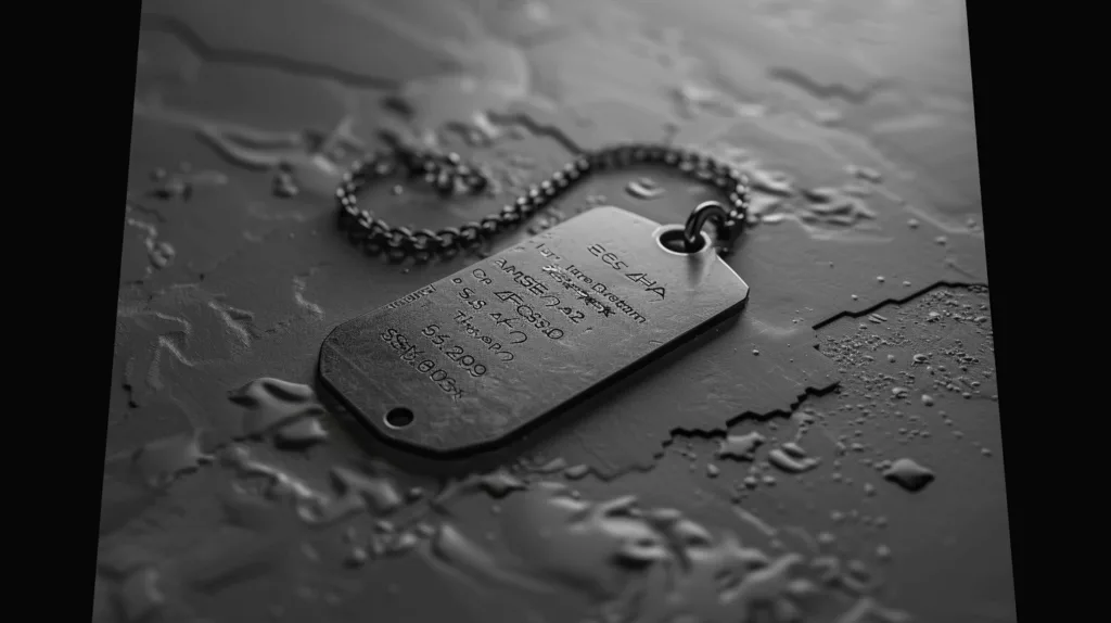Diagram showing the standard layout of a US military dog tag