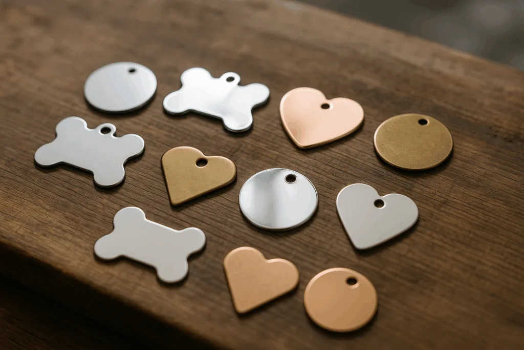 comparative metal finishes pet id tags