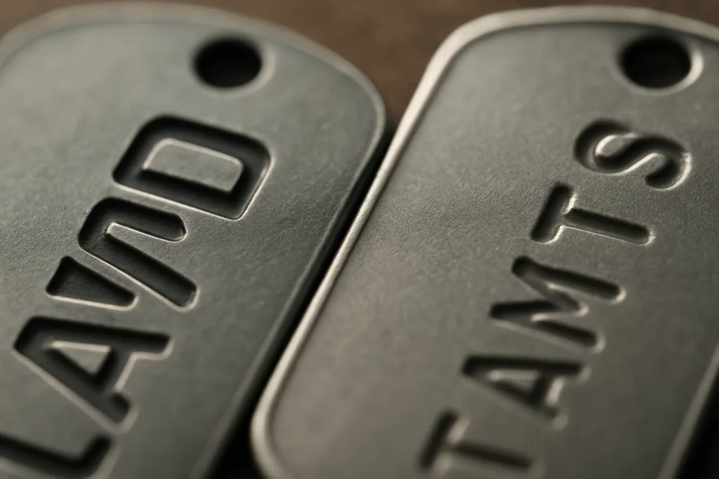 laser vs stamped dog tag comparison