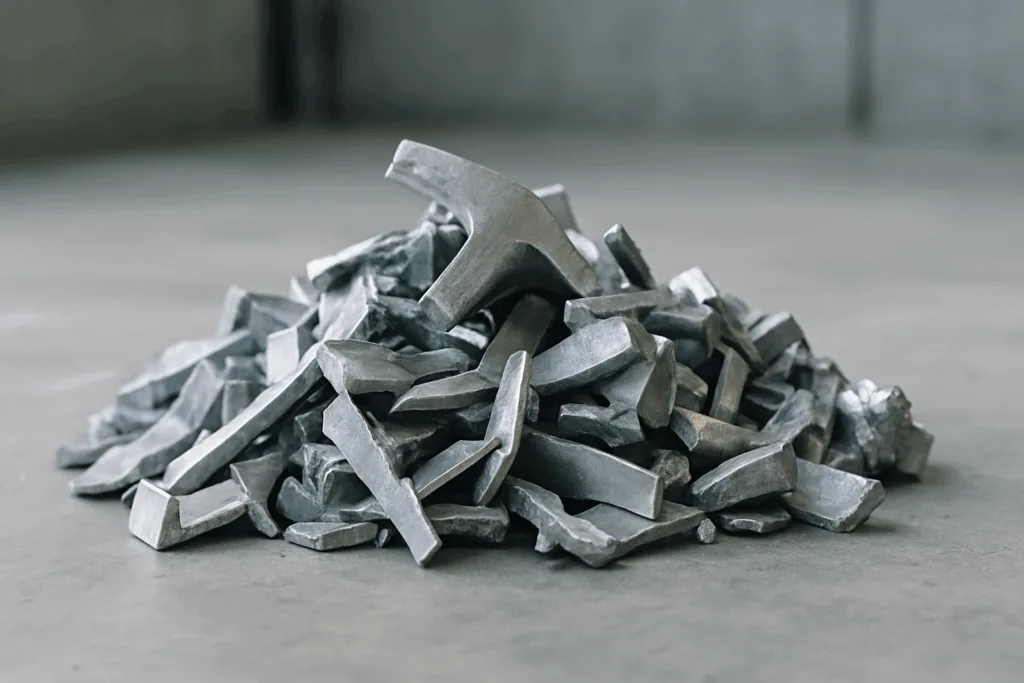Zinc alloy scraps ready for recycling