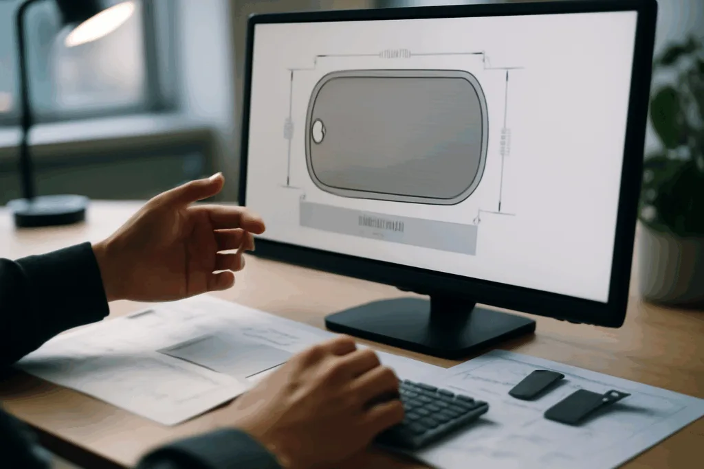 dog tag artwork review in studio