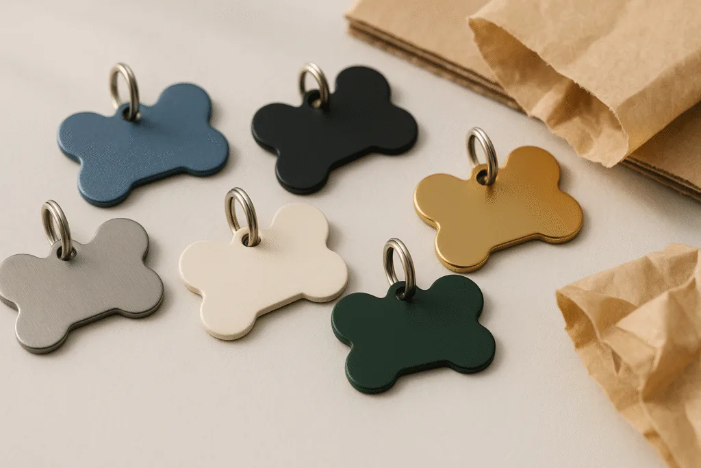 eco friendly dog tags recycled metals finishes