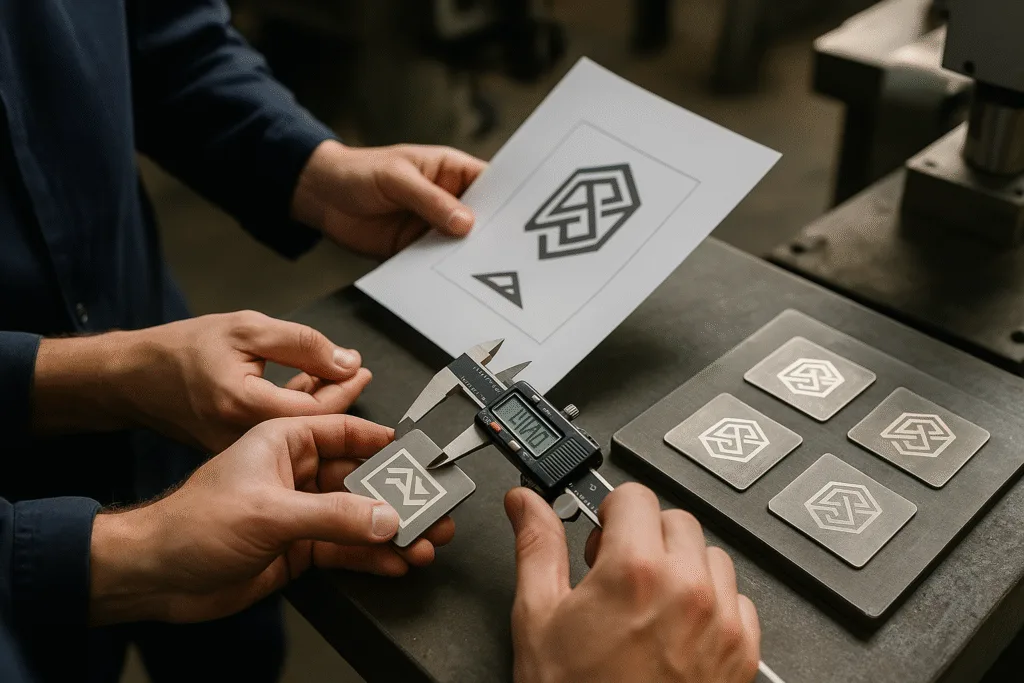 manufacturing qc metal tags vector engraving