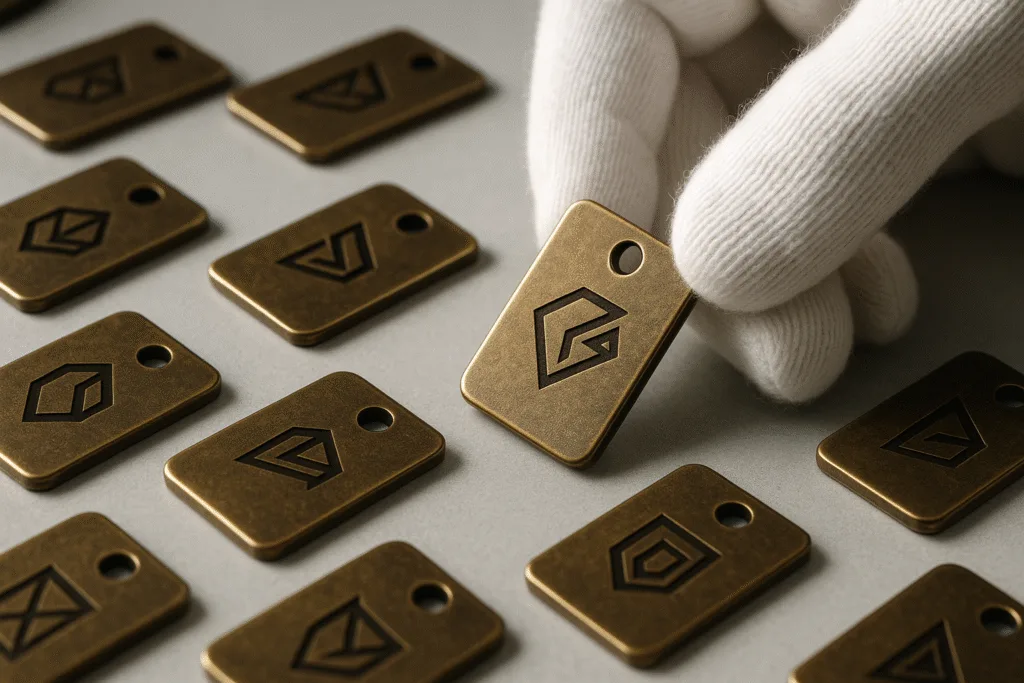 qc inspection antique brass tags