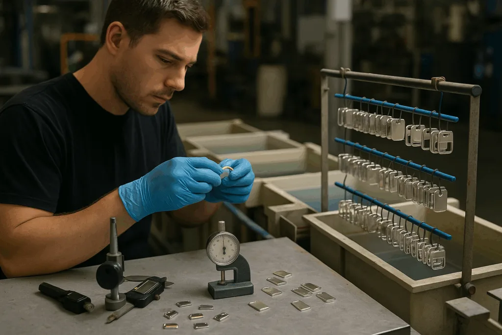 slide on tag manufacturing inspection