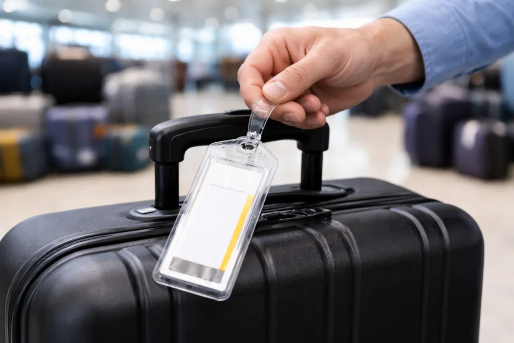 Cruise Luggage Tags: What They Are and Why You Need Them 2 attaching plastic cruise luggage tagjpg
