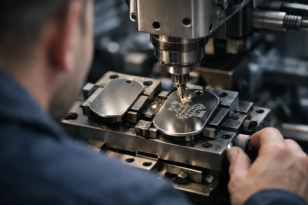 Stainless Steel Dog Tag Manufacturing Guide — Thickness, Engraving & Finish 3 deep engraving dog tags factory