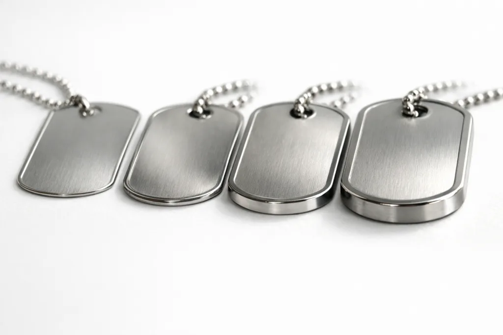 Stainless Steel Dog Tag Manufacturing Guide — Thickness, Engraving & Finish 1 dog tag stainless thickness comparison