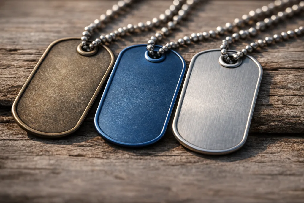 Dog ID Tags vs. Metal Dog Tags — Materials, Durability & Buyer Guide 2 metal dog tag material options