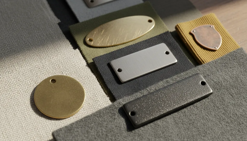 Custom Clothing Logo Tags — Metal Hang Tags, Labels & Nameplates 1 metal logo tag types