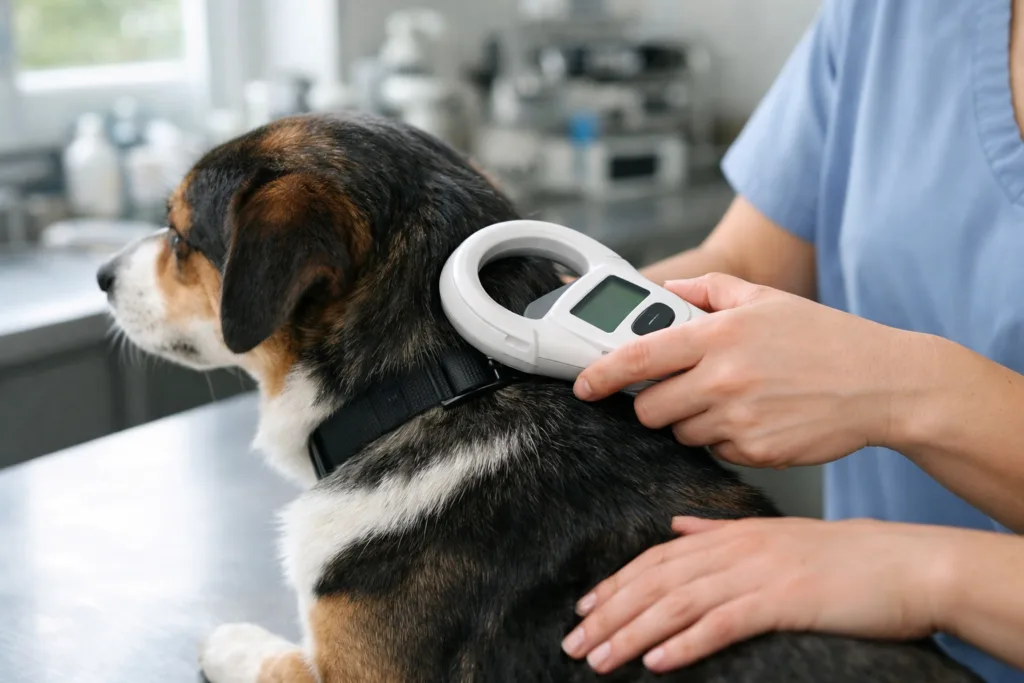 Dog ID Tag vs Microchip: Do You Need Both? 2 microchip scanning vetjpg