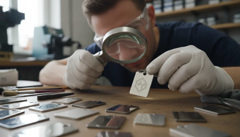 Custom Clothing Logo Tags — Metal Hang Tags, Labels & Nameplates 2 qc metal hang tags