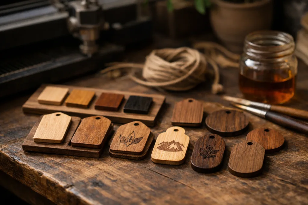 Discover 11 Ways Recycled Metal and Wood Transform Eco-Friendly Brand Tags 2 artisan wood tag prototyping