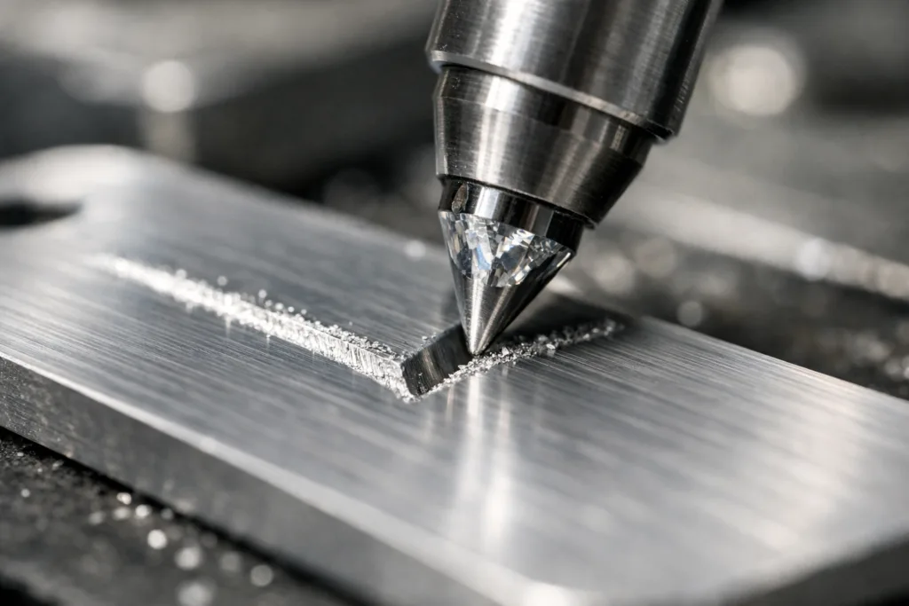 Metal Tag Marking Showdown: Laser Engraving vs. Diamond Drag for Depth and Durability 2 diamond drag aluminum tag detail