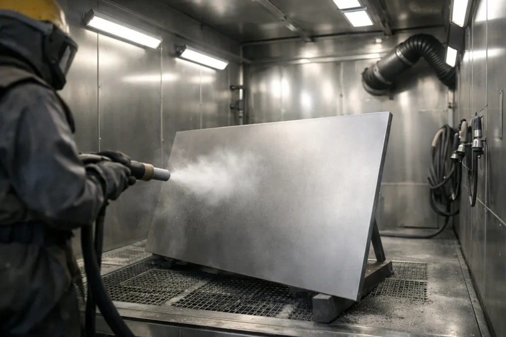Sandblasting for Modern Matte Metal: Top-Quality Contrasts in Design & Production 1 sandblasting matte industrial booth