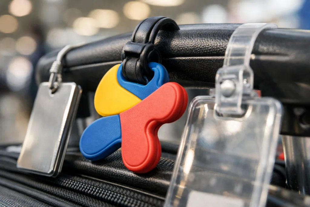 The Durability Dilemma: 7 Must-Know Luggage Tag Material Choices for Smart Travelers 2 soft rubber luggage tag suitcase airport
