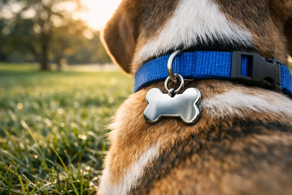 Brass vs. Stainless Steel: Which Pet Tag Metal Lasts Longer and Looks Better? 2 stainless steel dog tag outdoor