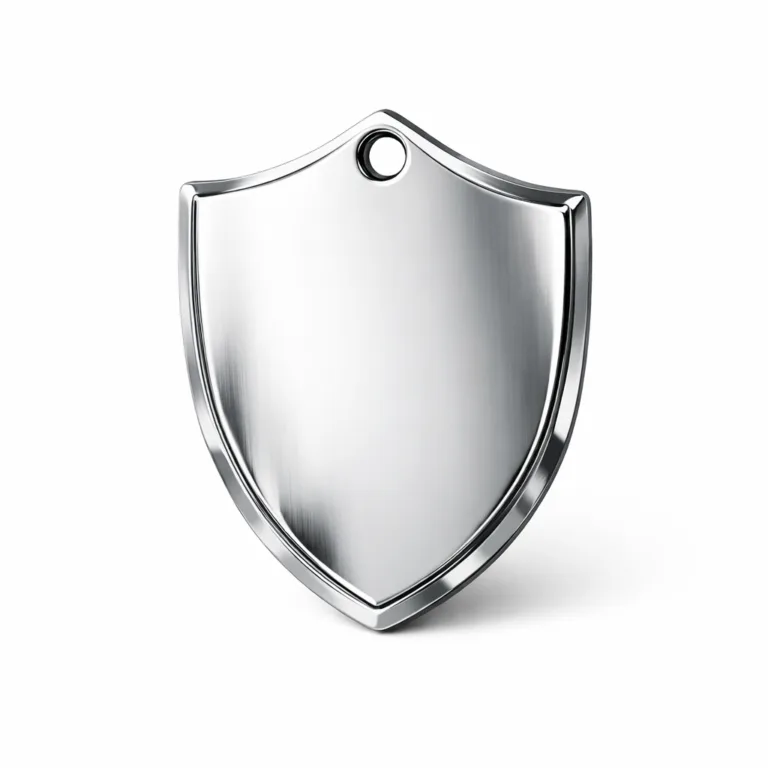 Custom Crest Dog Tag crafted from stainless steel with a polished mirror finish, designed with beveled edges and a single attachment hole for a ball chain. The emblem area is blank, ideal for customizable branding or engraving.