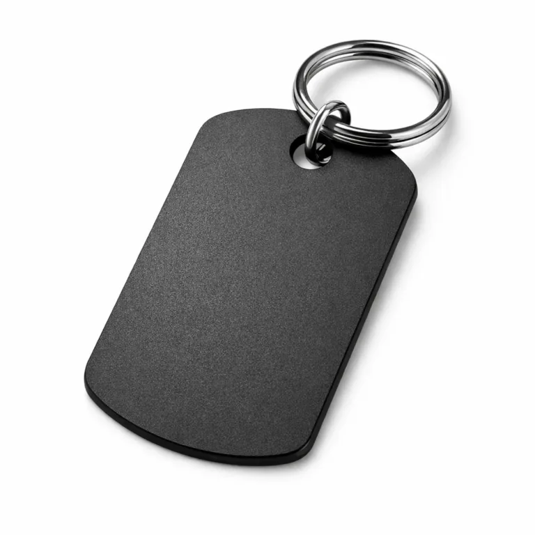 A contemporary limited edition wine tag made from anodized aluminum in a matte black finish. Features rounded corners and a sandblasted matte surface for a refined modern look.