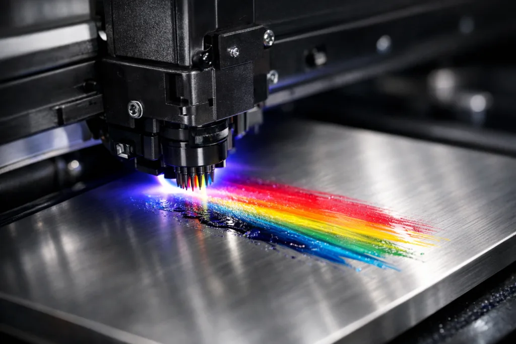 Unlock the Power of Vivid Color: 9 Reasons UV Printing Revolutionizes Custom Metal Branding 1 uv printing head metal color