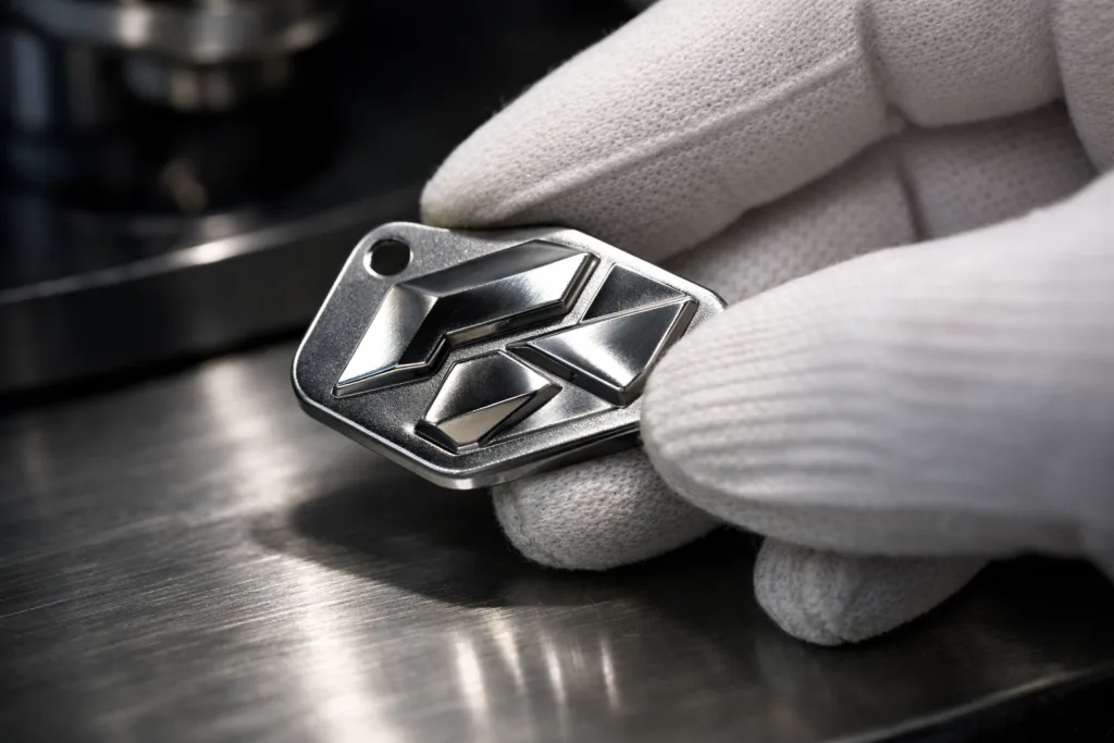 7 Advantages Zinc Alloy Tags Bring to Custom 3D Logo Designs 2 zinc alloy 3d logo tag inspection