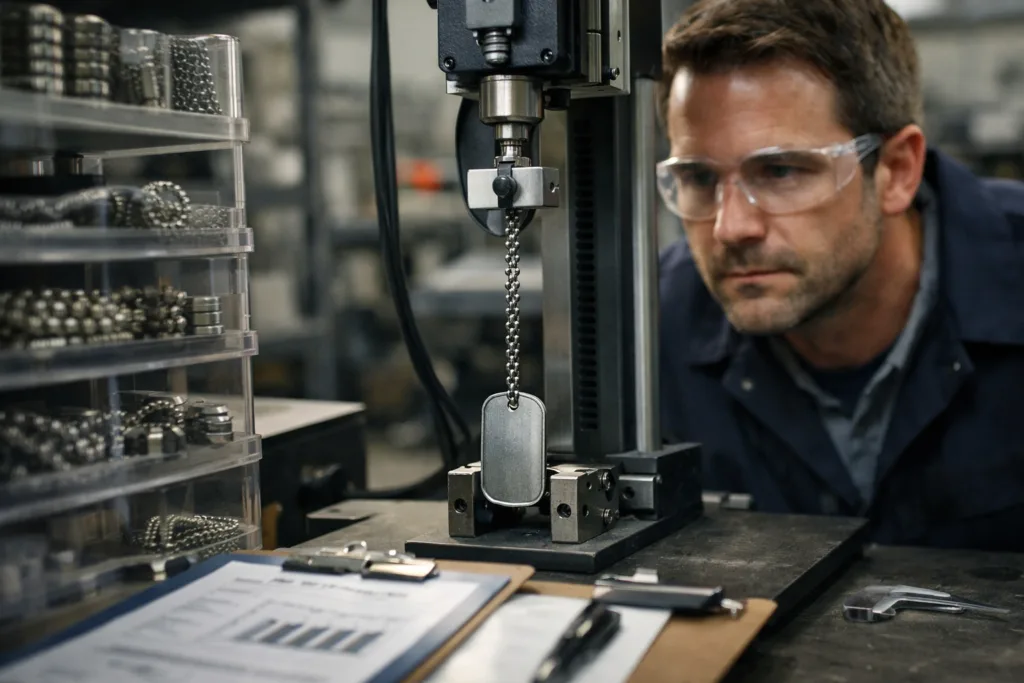 How to Choose the Right Ball Chains for Dog Tags: Sizes, Materials, and Strength Trade-Offs 3 ball chain dog tag lab test