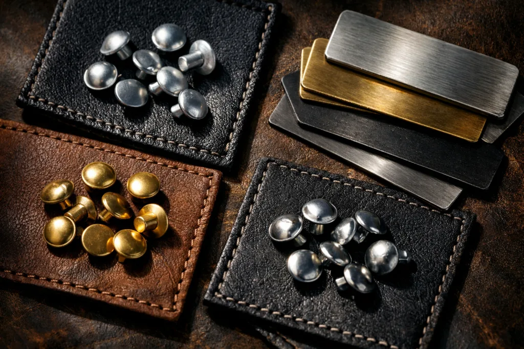 How to Professionally Secure Metal Nameplates to Leather Bags with the Right Rivets 2 material comparison rivets leather bags