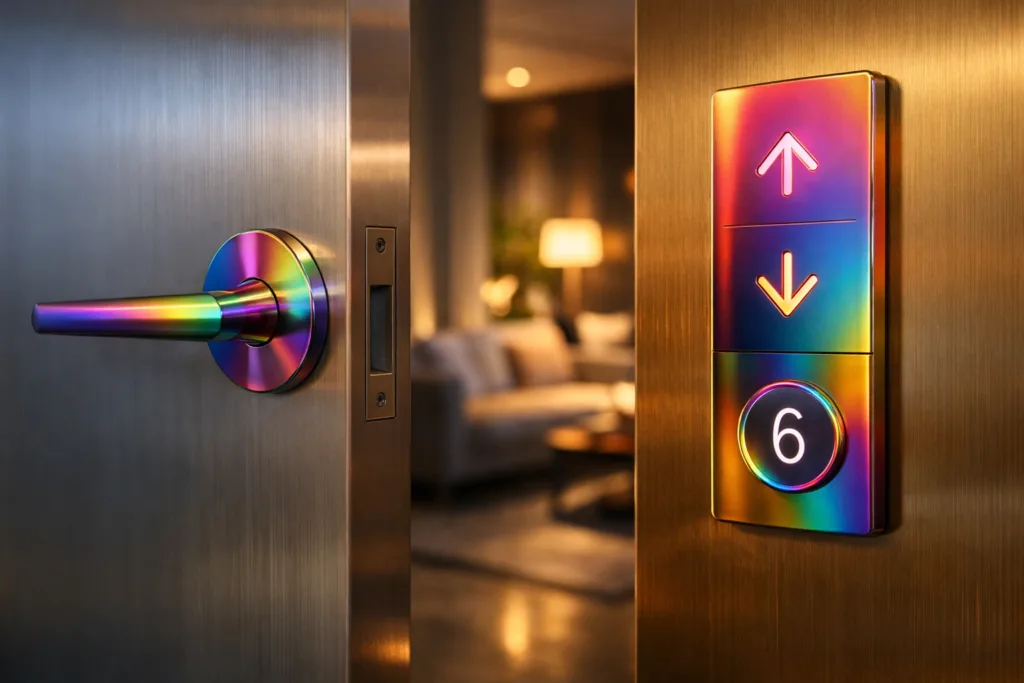 10 Ways Rainbow Metal PVD Coating Brings Iridescent Brilliance to Modern Design 3 rainbow metal pvd architecture apps