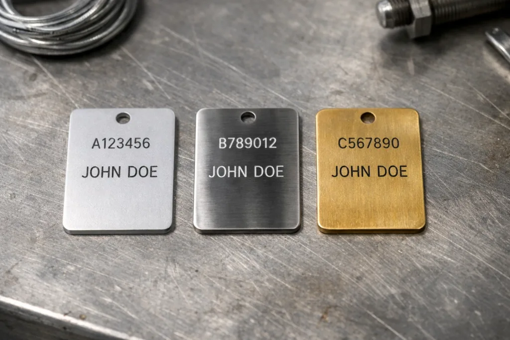 How to Efficiently Engrave Unique Names on 1000 Metal Tags: Techniques, Materials & Real-World Tips 2 engraving material comparison metal tags
