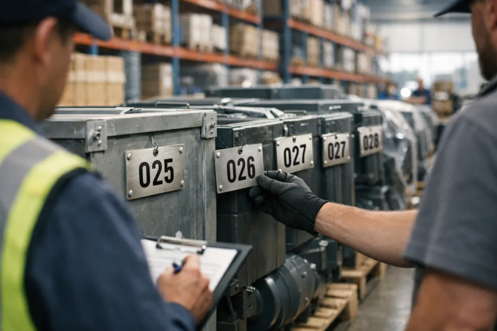 logistics warehouse metal tags asset tracking