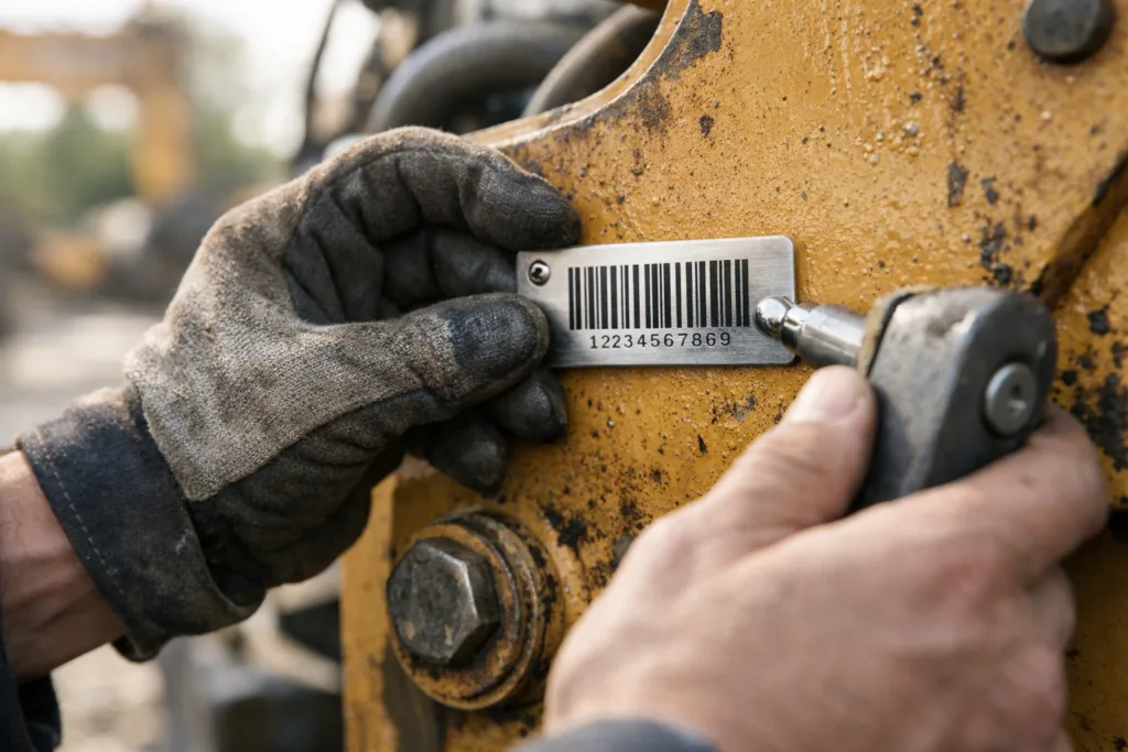 Laser Etching vs. Printing: The Smart Guide to Metal Barcoding for Inventory Management 3 outdoor laser etched barcode tag