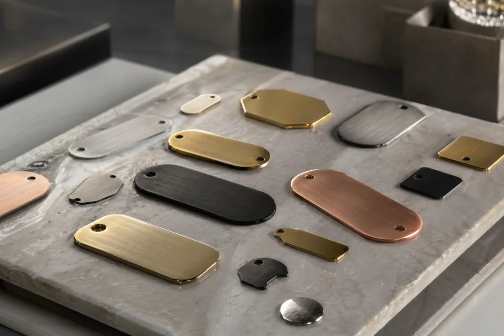 luxury branding affordable metal tags display