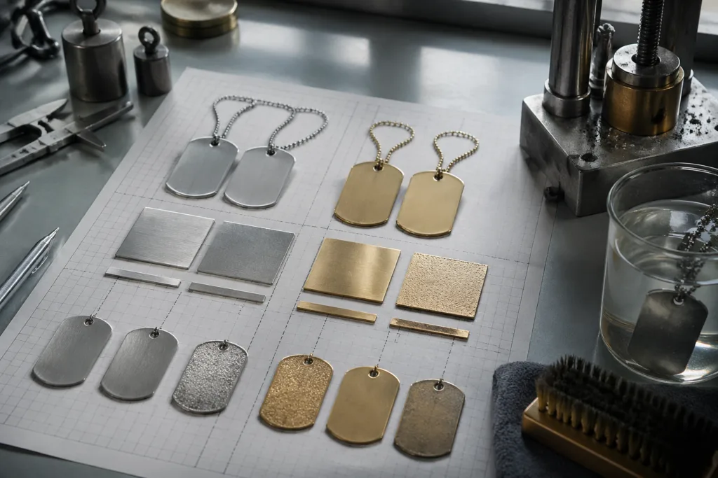 How to Choose the Perfect Dog Tag Dimensions, Shapes & Specs for Every Application 2 dog tag material shape comparison chart