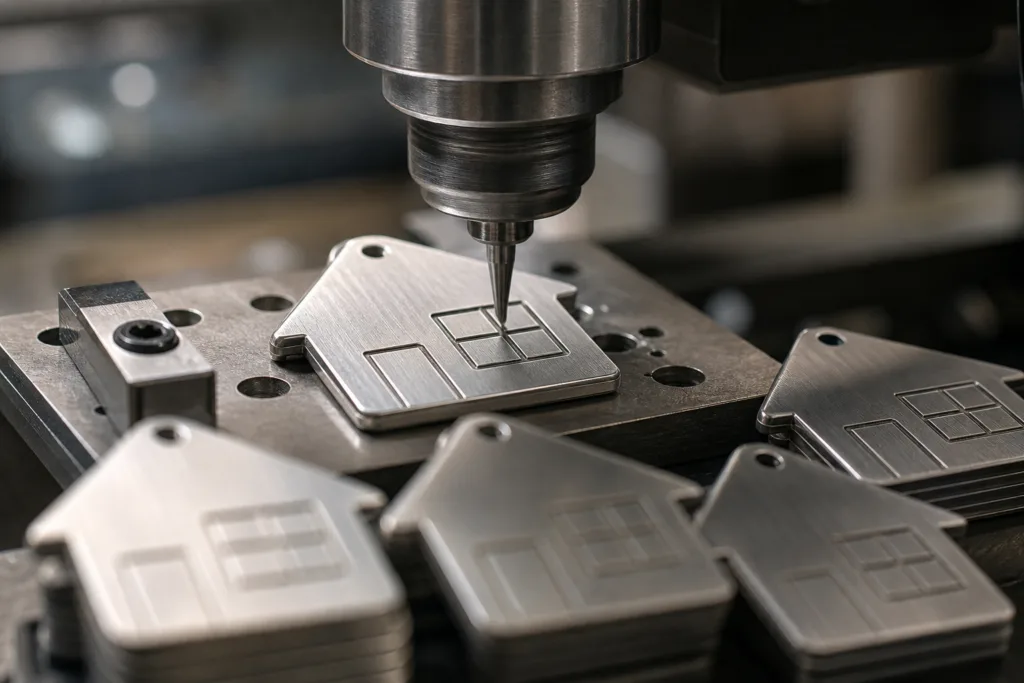 engraved house shaped key tag production engraved house shaped key tag production
