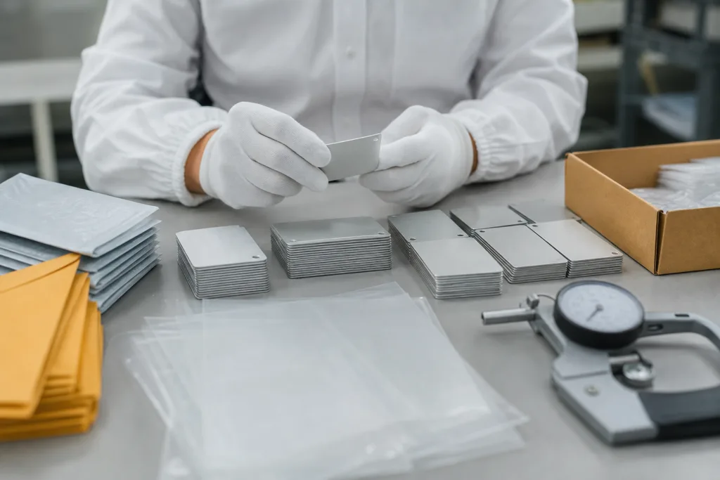 metal tag mailer qc packaging